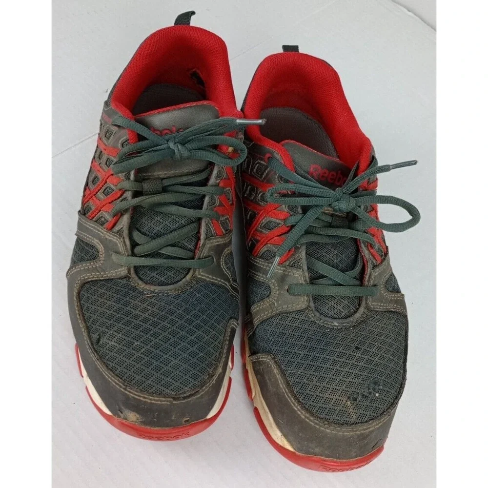 Reebok Men's Size 11W Sublite Micro Web Alloy Toe Sneakers Gray Red Work Shoes
